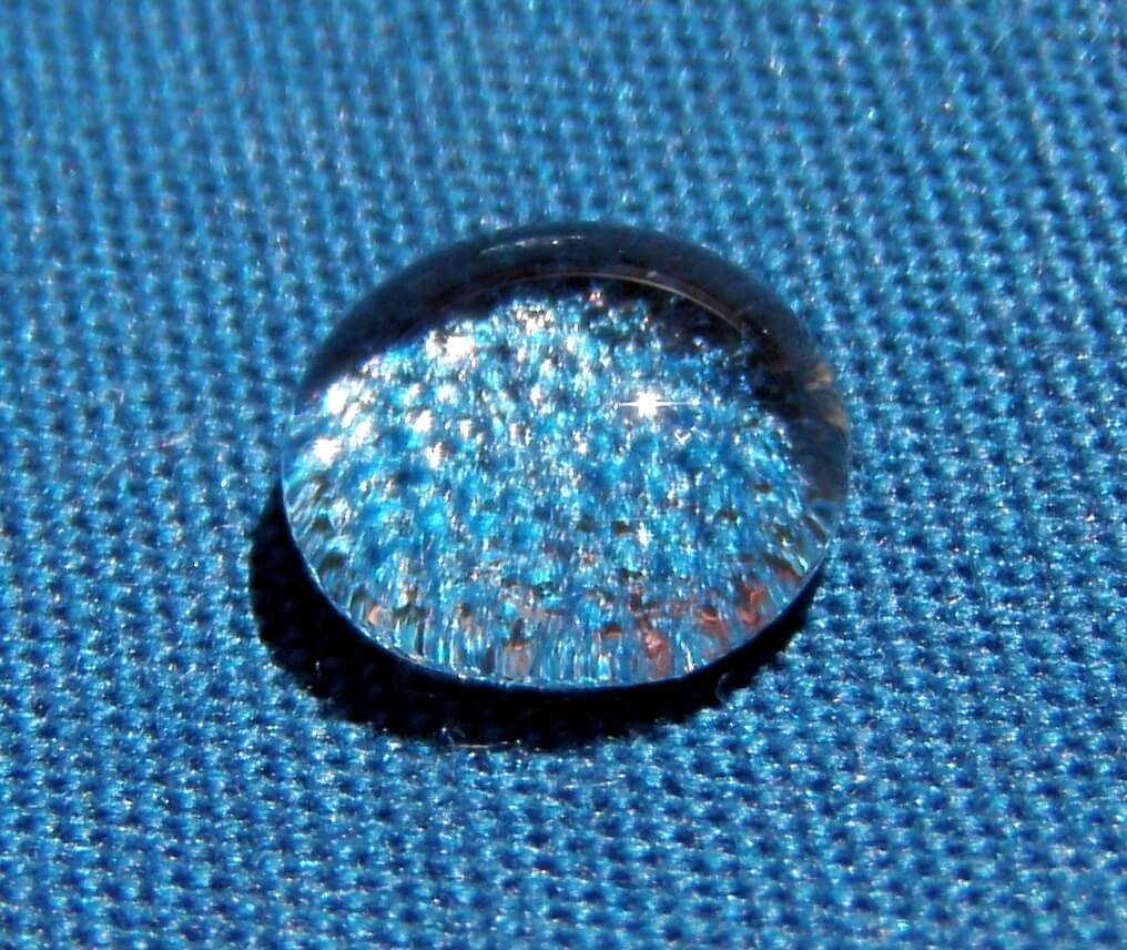 water droplet on water-resistant fabric