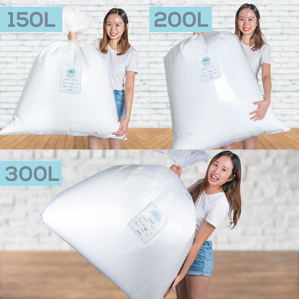Bean Bag Refill Packaging Sizes - 150L, 200L, 300L