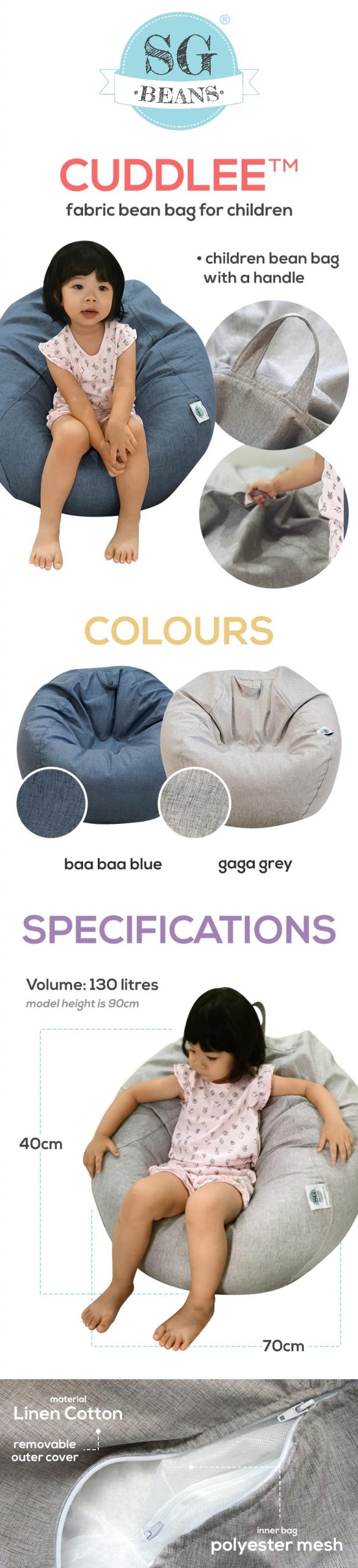 cuddlee bean bag for children and kids singapore